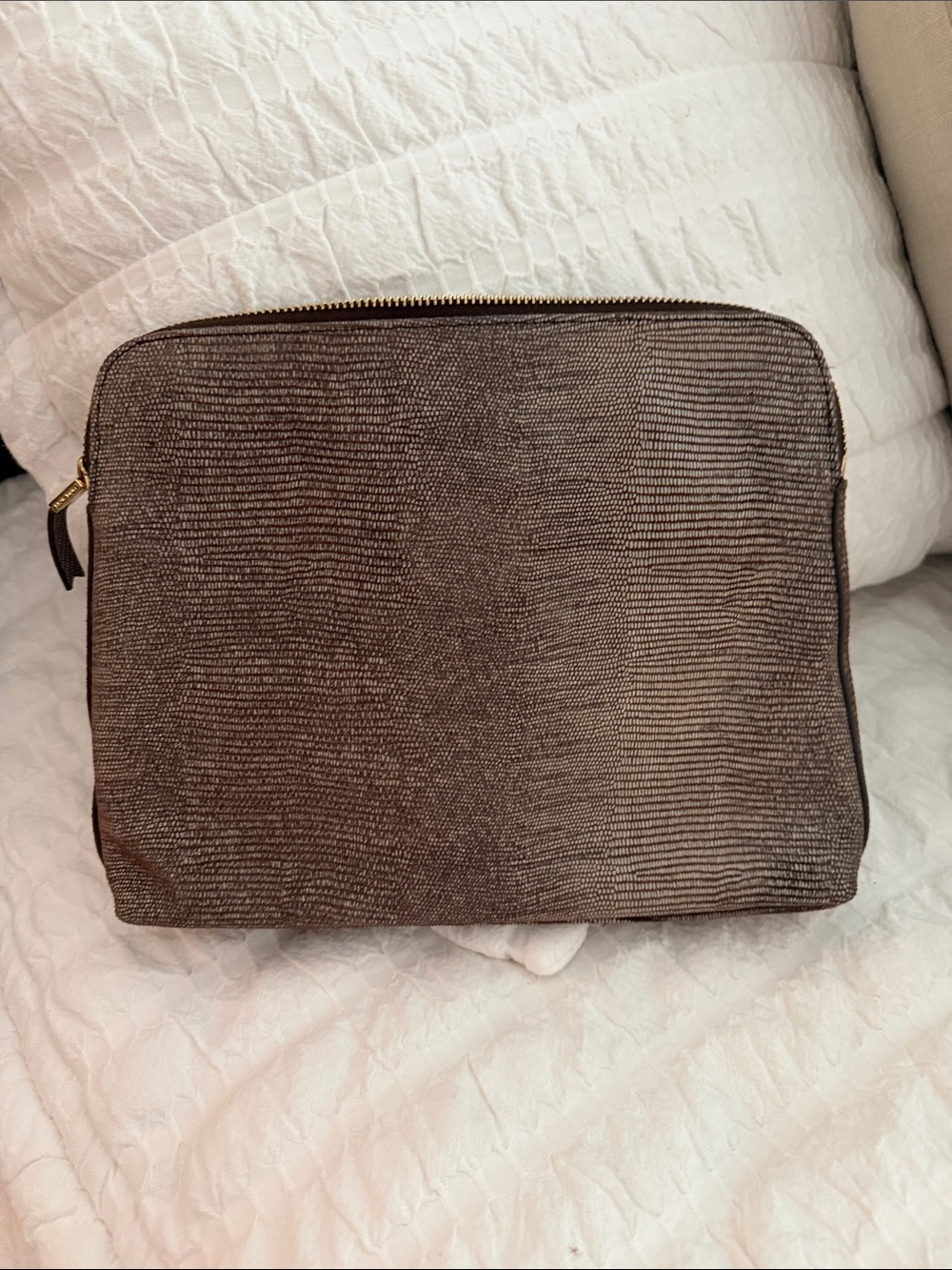 India Hicks Gecko Brown Leather Clutch